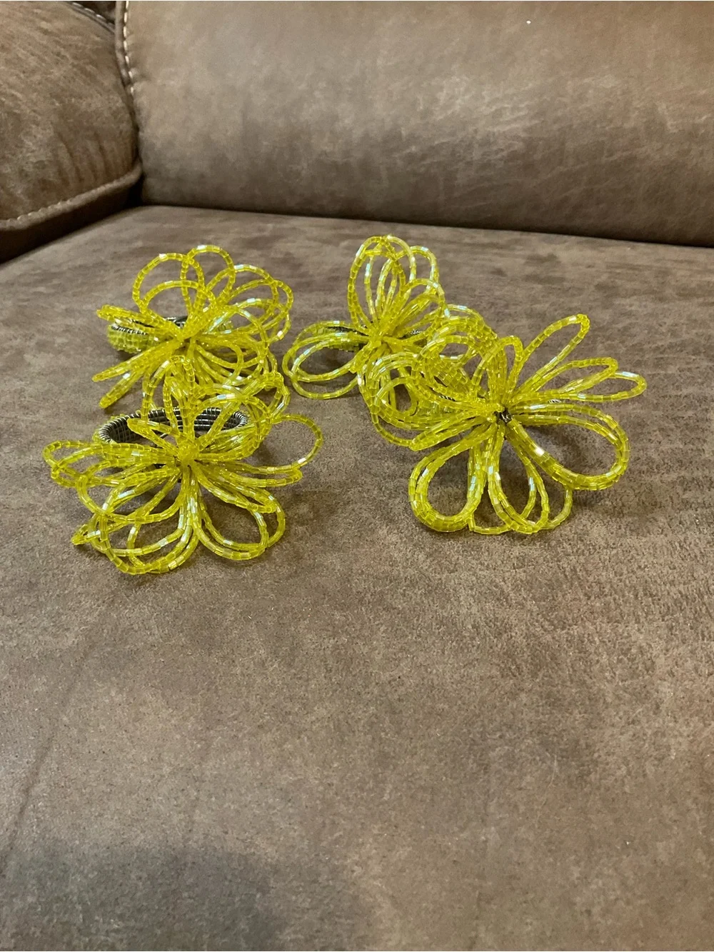 Pier 1 Yellow Beaded Shimmer Napkin Rings